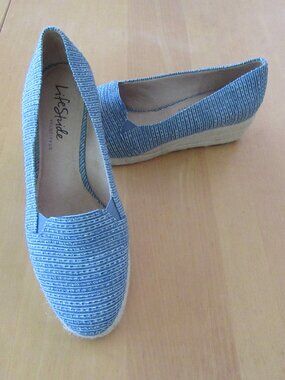 LifeStride Kamilla Espadrille wedge slip on womens shoes - blue - no box 9.5